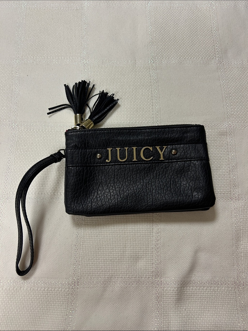 Juicy Couture Black Leather Tassel Wristlet